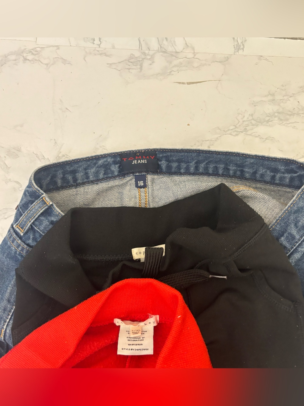 TOMMY HILFIGER Copper Key Blue Jean Shorts And Leggings Girls XL Lot Of 3 - Picture 8 of 8